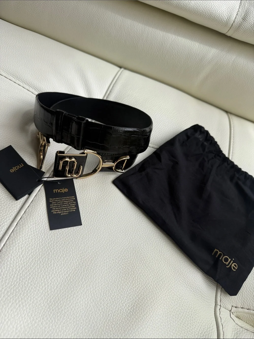 Maje Double M Leather Belt